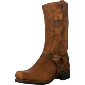 imageFrye Harness 12R Boots for Men with OiledLeather Upper Siped Outsole with Stacked Leather Heel and Nickel ampamp Brass Hardware  12 Shaft HeightDark Brown  87350