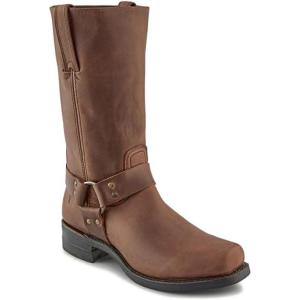 imageFrye Harness 12R Boots for Men with OiledLeather Upper Siped Outsole with Stacked Leather Heel and Nickel ampamp Brass Hardware  12 Shaft HeightGaucho Crazy Horse Leather