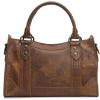 imageFrye Womens Melissa Zip Satchel Leather Handbag with Adjustable Shoulder Strap ampamp Top HandleDark Brown