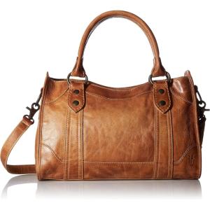 imageFrye Womens Melissa Zip Satchel Leather Handbag with Adjustable Shoulder Strap ampamp Top HandleBeige