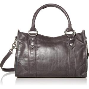 imageFrye Womens Melissa Zip Satchel Leather Handbag with Adjustable Shoulder Strap ampamp Top HandleCarbon