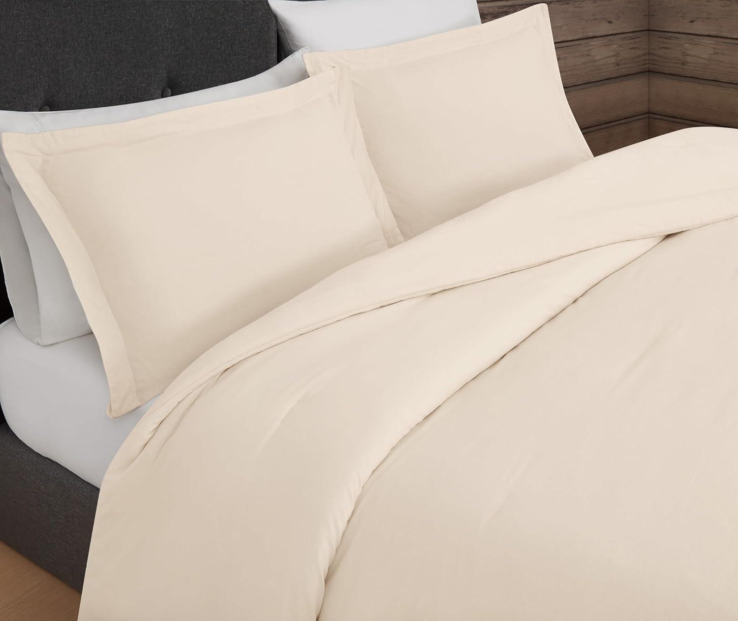 image:imageFrye Vintage Washed 100 Cotton 3Piece FullQueen Comforter Set in Natural Solid Color OekoTEX Certified