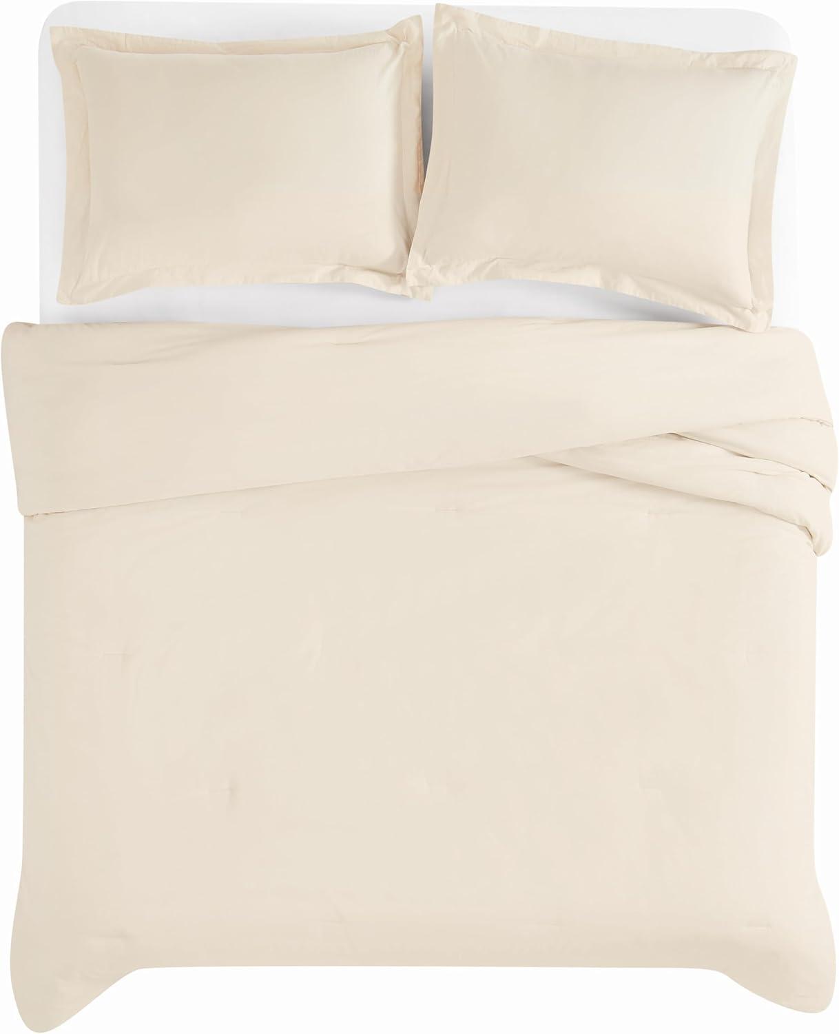 image:imageFrye Vintage Washed 100 Cotton 3Piece FullQueen Comforter Set in Natural Solid Color OekoTEX Certified