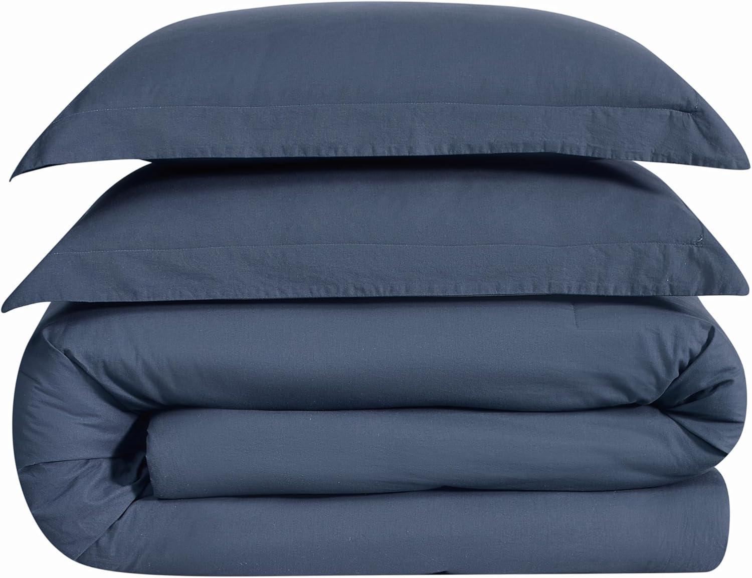 image:imageFrye Vintage Washed 100 Cotton 3Piece FullQueen Quilt Set in Blue Solid Color OekoTEX CertifiedBlue