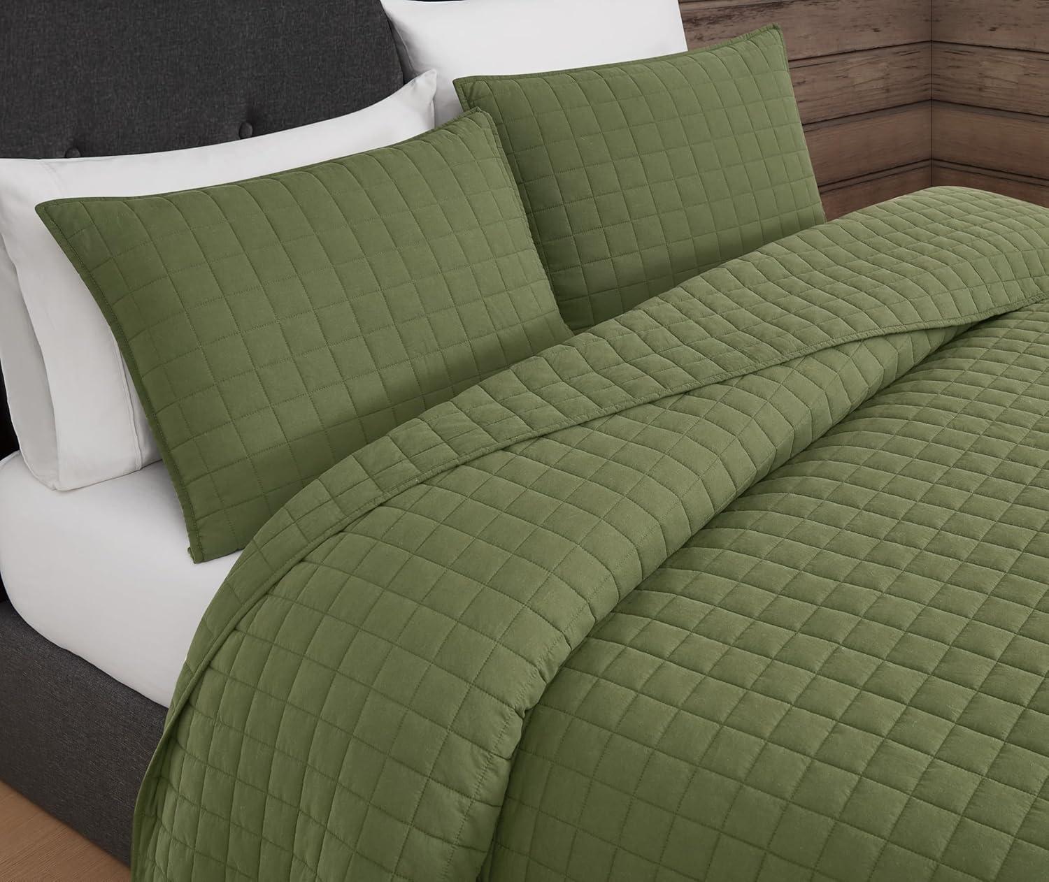 image:imageFrye Vintage Washed 100 Cotton 3Piece FullQueen Quilt Set in Blue Solid Color OekoTEX CertifiedGreen