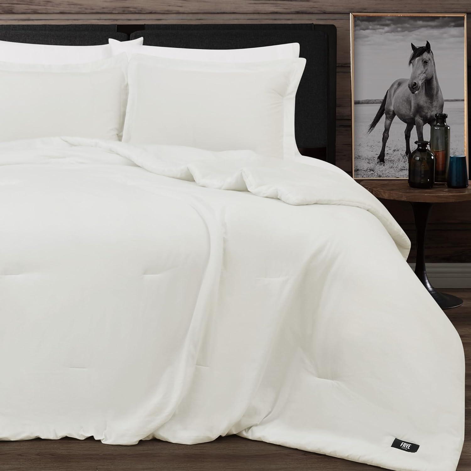 image:imageFrye Vintage Washed 100 Cotton 3Piece FullQueen Quilt Set in Blue Solid Color OekoTEX CertifiedWhite