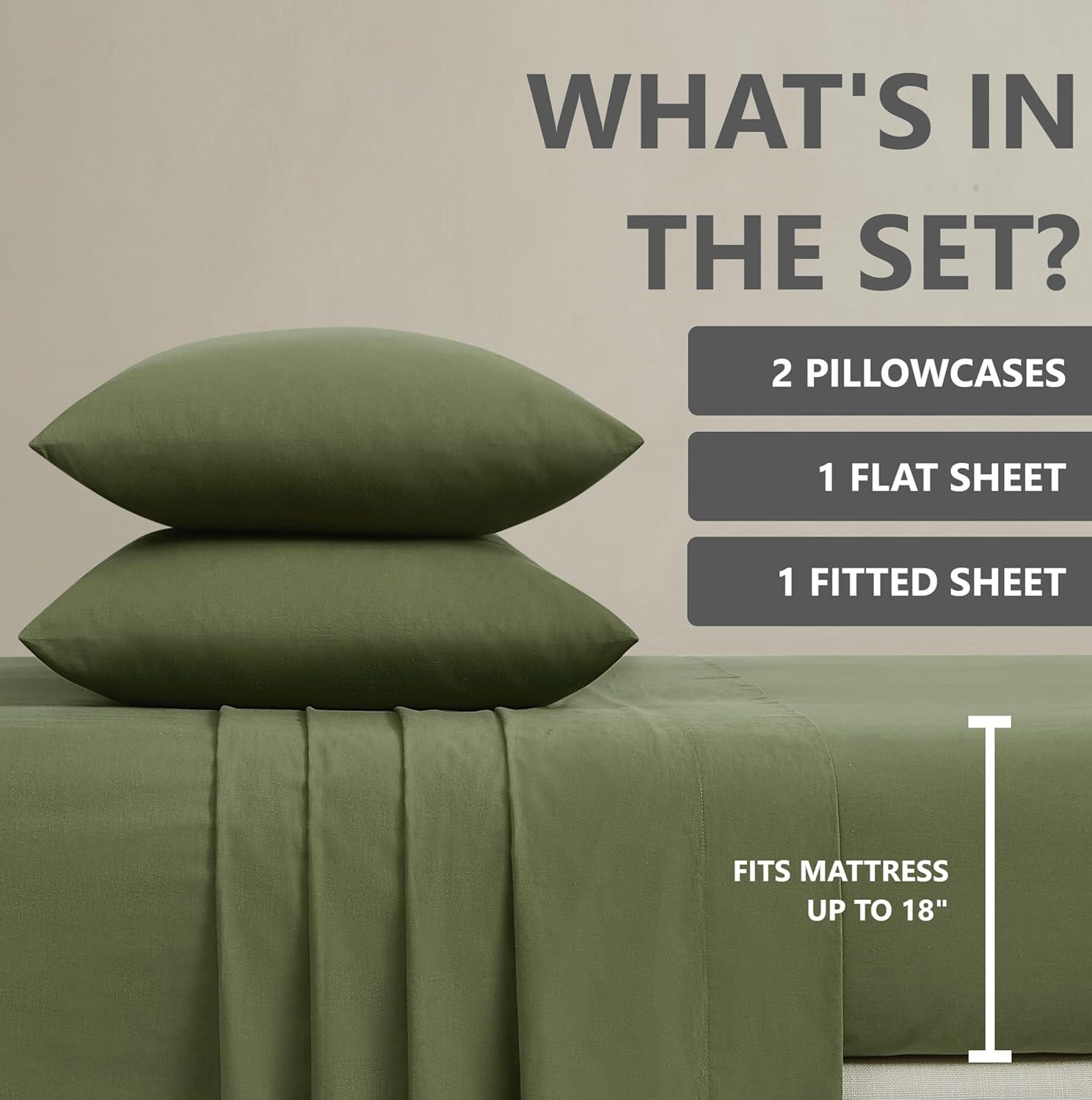 image:imageFrye Vintage Washed 100 Cotton 4Piece Queen Sheet Set in Blue Solid Color OekoTEX CertifiedGrey