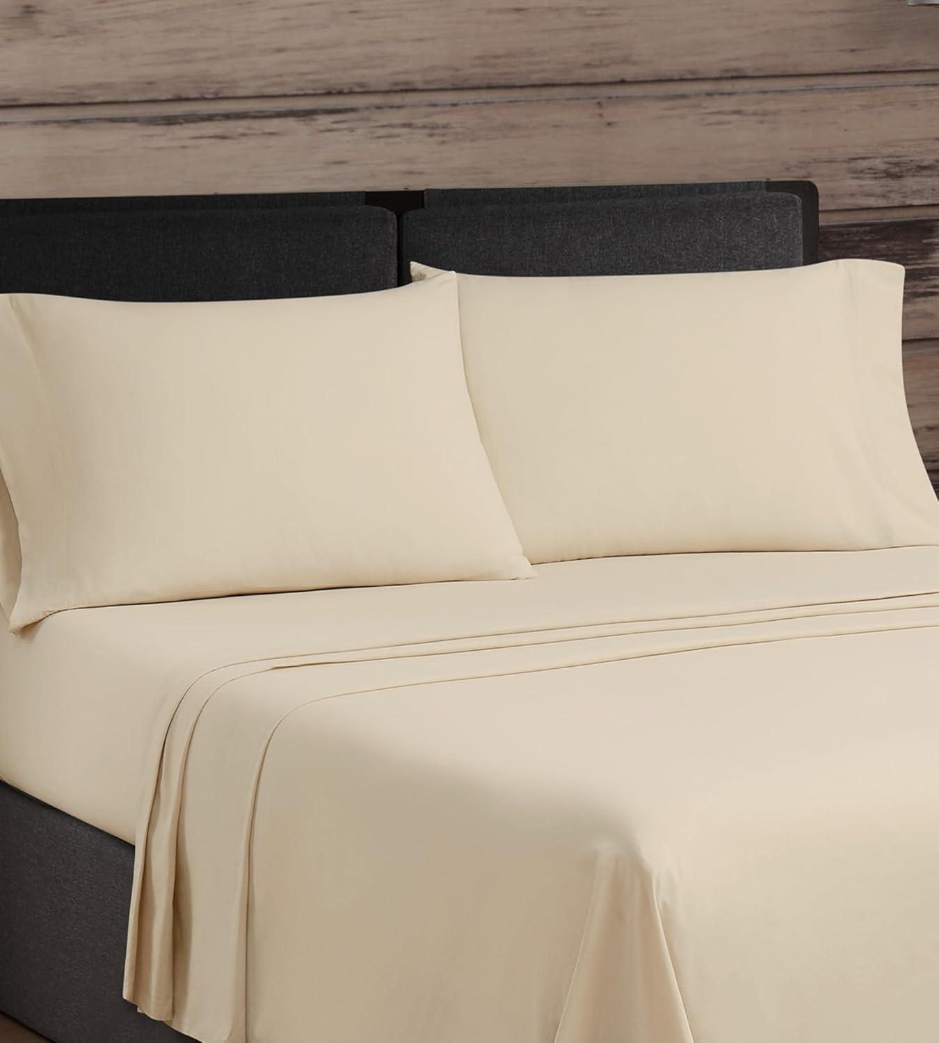 image:imageFrye Vintage Washed 100 Cotton 4Piece Queen Sheet Set in Blue Solid Color OekoTEX CertifiedNatural