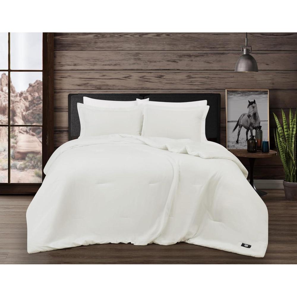 image:imageFrye Vintage Washed 100 Cotton 3Piece FullQueen Quilt Set in Blue Solid Color OekoTEX CertifiedWhite
