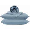 image:imageFrye Dusted Denim Cotton and Polyester Blend 55 Cotton45 Polyester Deep Pocket 4 Piece Queen Sheet Set in White All Season Adult Size OekoTEX CertifiedBlue