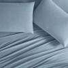 image:imageFrye Dusted Denim Cotton and Polyester Blend 55 Cotton45 Polyester Deep Pocket 4 Piece Queen Sheet Set in White All Season Adult Size OekoTEX CertifiedBlue