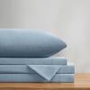 image:imageFrye Dusted Denim Cotton and Polyester Blend 55 Cotton45 Polyester Deep Pocket 4 Piece Queen Sheet Set in White All Season Adult Size OekoTEX CertifiedBlue