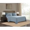 image:imageFrye Dusted Denim Cotton and Polyester Blend 55 Cotton45 Polyester Deep Pocket 4 Piece Queen Sheet Set in White All Season Adult Size OekoTEX CertifiedBlue
