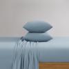 image:imageFrye Dusted Denim Cotton and Polyester Blend 55 Cotton45 Polyester Deep Pocket 4 Piece Queen Sheet Set in White All Season Adult Size OekoTEX CertifiedBlue