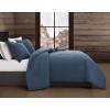 image:imageFrye Vintage Washed 100 Cotton 3Piece FullQueen Comforter Set in Blue Solid Color OekoTEX Certified