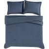 image:imageFrye Vintage Washed 100 Cotton 3Piece FullQueen Comforter Set in Blue Solid Color OekoTEX Certified