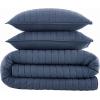 image:imageFrye Vintage Washed 100 Cotton 3Piece FullQueen Quilt Set in Blue Solid Color OekoTEX CertifiedBlue