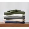 image:imageFrye Vintage Washed 100 Cotton 4Piece Queen Sheet Set in Blue Solid Color OekoTEX CertifiedNatural