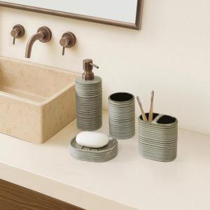 image:imageFrye Carson 100 Ceramic 4 Piece Bath Accessory Set in Desert Sage All Season Adult Size OekoTEX Certified