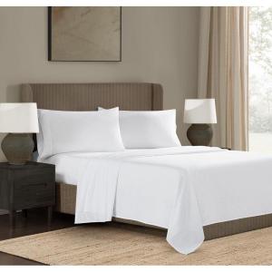 image:imageFrye Dusted Denim Cotton and Polyester Blend 55 Cotton45 Polyester Deep Pocket 4 Piece Queen Sheet Set in White All Season Adult Size OekoTEX CertifiedWhite