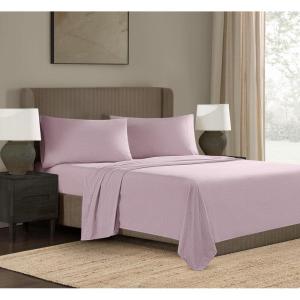image:imageFrye Dusted Denim Cotton and Polyester Blend 55 Cotton45 Polyester Deep Pocket 4 Piece Queen Sheet Set in White All Season Adult Size OekoTEX CertifiedPink