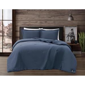 image:imageFrye Vintage Washed 100 Cotton 3Piece FullQueen Comforter Set in Blue Solid Color OekoTEX Certified
