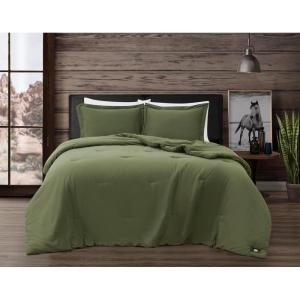 image:imageFrye Vintage Washed 100 Cotton 3Piece FullQueen Comforter Set in Green Solid Color OekoTEX Certified