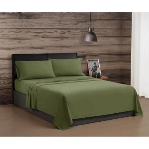 image:imageFrye Vintage Washed 100 Cotton 4Piece Queen Sheet Set in Blue Solid Color OekoTEX CertifiedGreen