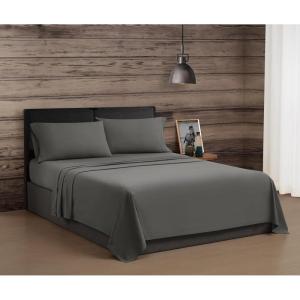 image:imageFrye Vintage Washed 100 Cotton 4Piece Queen Sheet Set in Blue Solid Color OekoTEX CertifiedGrey