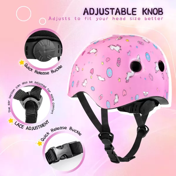 SULIFEEL Kids Bike Helmet for Boys and Girls Adjustable Toddler Skateboard Helmet for Multi-Sports Scooter Cycling Roller Skating Unicorn Stars