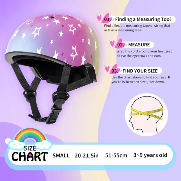 SULIFEEL Kids Bike Helmet for Boys and Girls Adjustable Toddler Skateboard Helmet for Multi-Sports Scooter Cycling Roller Skating Unicorn Stars
