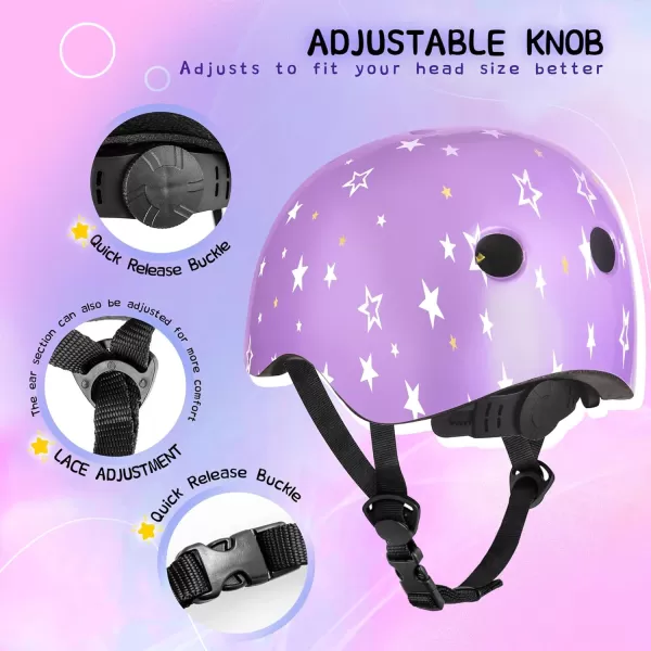 SULIFEEL Kids Bike Helmet for Boys and Girls Adjustable Toddler Skateboard Helmet for Multi-Sports Scooter Cycling Roller Skating Unicorn Stars
