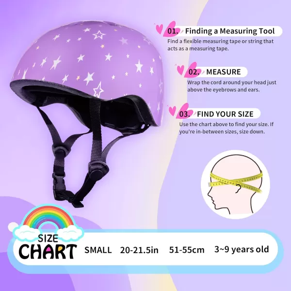 SULIFEEL Kids Bike Helmet for Boys and Girls Adjustable Toddler Skateboard Helmet for Multi-Sports Scooter Cycling Roller Skating Unicorn Stars
