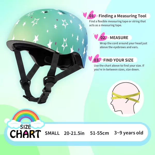 SULIFEEL Kids Bike Helmet for Boys and Girls Adjustable Toddler Skateboard Helmet for Multi-Sports Scooter Cycling Roller Skating Unicorn Stars
