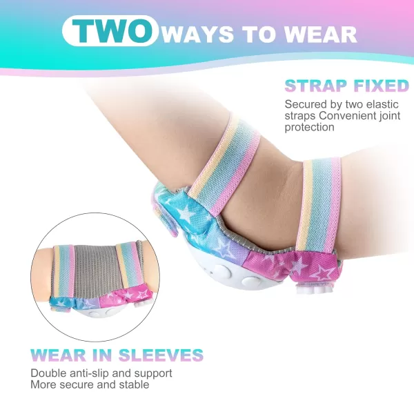 SULIFEEL Rainbow Unicorn Knee Pads for Kids Knee Elbow Pads Wrist Guards with Drawstring Bag Adjustable Protective Gear Set for Girls Roller Skating Bike Cycling Skateboard Scooter Purple Medium