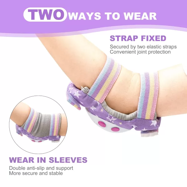 SULIFEEL Rainbow Unicorn Knee Pads for Kids Knee Elbow Pads Wrist Guards with Drawstring Bag Adjustable Protective Gear Set for Girls Roller Skating Bike Cycling Skateboard Scooter Purple Medium