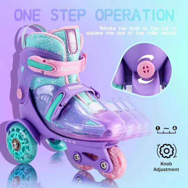SULIFEEL Adjustable Roller Skates for Girls Boys Kids,Fun Illuminating Light Up Flash Wheels Three-Point Type Balance Suitable for Beginners Indoor Roller Skating