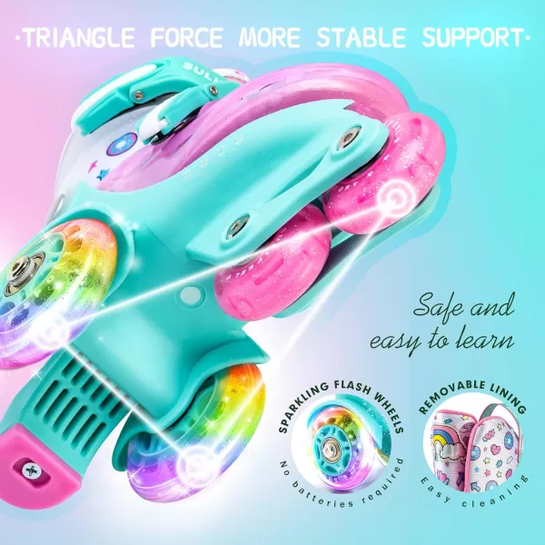 SULIFEEL Adjustable Roller Skates for Girls Boys Kids,Fun Illuminating Light Up Flash Wheels Three-Point Type Balance Suitable for Beginners Indoor Roller Skating