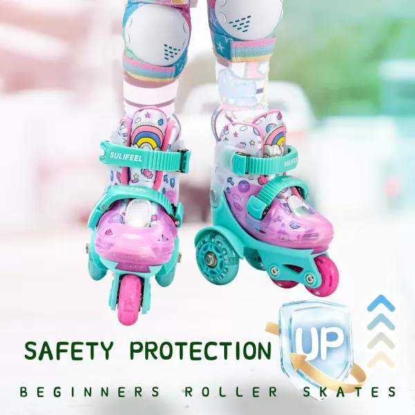 SULIFEEL Adjustable Roller Skates for Girls Boys Kids,Fun Illuminating Light Up Flash Wheels Three-Point Type Balance Suitable for Beginners Indoor Roller Skating