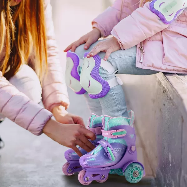 SULIFEEL Adjustable Roller Skates for Girls Boys Kids,Fun Illuminating Light Up Flash Wheels Three-Point Type Balance Suitable for Beginners Indoor Roller Skating