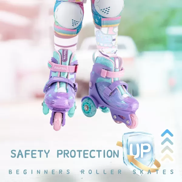 SULIFEEL Adjustable Roller Skates for Girls Boys Kids,Fun Illuminating Light Up Flash Wheels Three-Point Type Balance Suitable for Beginners Indoor Roller Skating