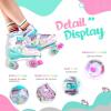 imageSULIFEEL Rainbow Unicorn 4 Size Adjustable Light up Roller Skates for Girls Boys for KidsA Rainbow