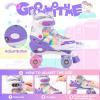 imageSULIFEEL Rainbow Unicorn 4 Size Adjustable Light up Roller Skates for Girls Boys for KidsB Purple
