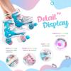 imageSULIFEEL Rainbow Unicorn 4 Size Adjustable Light up Roller Skates for Girls Boys for KidsC Blue