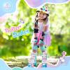 imageSULIFEEL Rainbow Unicorn 4 Size Adjustable Light up Roller Skates for Girls Boys for KidsC Blue