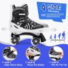 imageSULIFEEL Rainbow Unicorn 4 Size Adjustable Light up Roller Skates for Girls Boys for KidsE Black