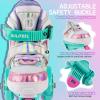 imageSULIFEEL Rainbow Unicorn 4 Size Adjustable Light up Roller Skates for Girls Boys for KidsG Toddler Rainbow