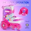 imageSULIFEEL Rainbow Unicorn 4 Size Adjustable Light up Roller Skates for Girls Boys for KidsI Toddler Pink