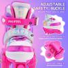 imageSULIFEEL Rainbow Unicorn 4 Size Adjustable Light up Roller Skates for Girls Boys for KidsI Toddler Pink