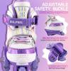 imageSULIFEEL Rainbow Unicorn 4 Size Adjustable Light up Roller Skates for Girls Boys for KidsToddler Purple